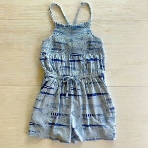 Tea Collection Smocked Romper King Sardine Blue Cotton Size 10